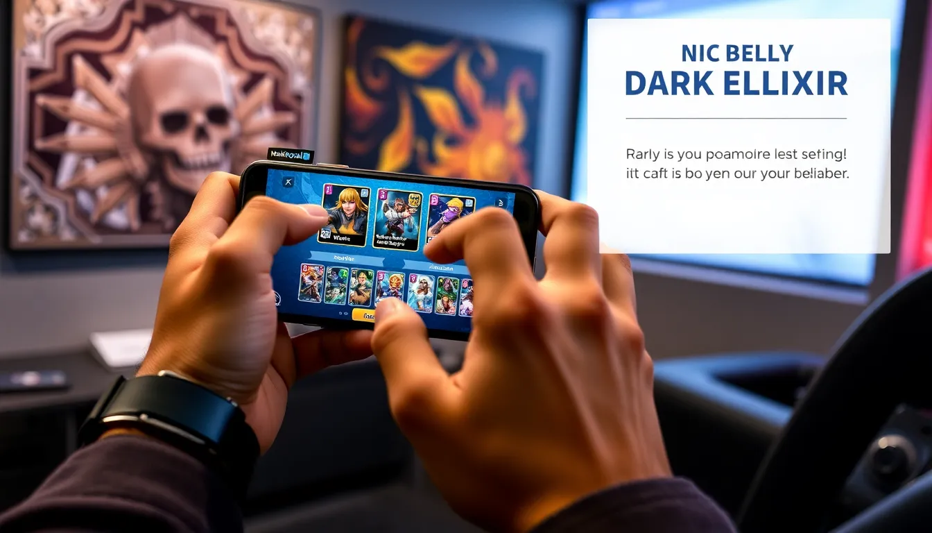 player strategizing Dark Elixir deck in Clash Royale.